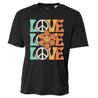 Peace Sign Love 60s 70s Costume 70 Theme Party Groovy Hippie Cooling Performance Crew T-Shirt