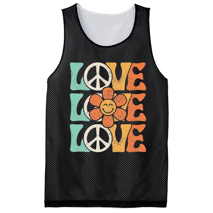 Peace Sign Love 60s 70s Costume 70 Theme Party Groovy Hippie Mesh Reversible Basketball Jersey Tank