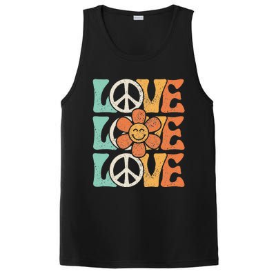 Peace Sign Love 60s 70s Costume 70 Theme Party Groovy Hippie PosiCharge Competitor Tank