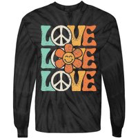 Peace Sign Love 60s 70s Costume 70 Theme Party Groovy Hippie Tie-Dye Long Sleeve Shirt