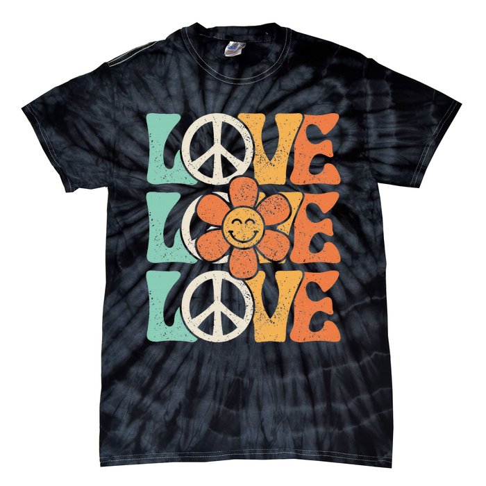 Peace Sign Love 60s 70s Costume 70 Theme Party Groovy Hippie Tie-Dye T-Shirt