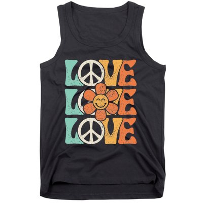 Peace Sign Love 60s 70s Costume 70 Theme Party Groovy Hippie Tank Top