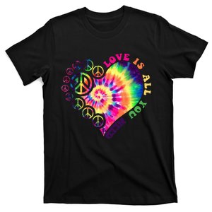 PEACE SIGN LOVE 60s 70s Tie Dye Hippie Halloween Costume T-Shirt