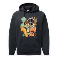 Peace Sign Love 60s 70s Costume Groovy Hippie Theme Party Performance Fleece Hoodie