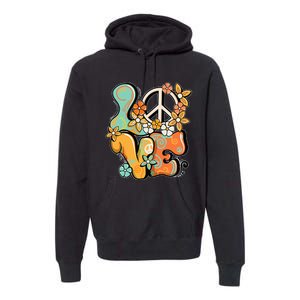 Peace Sign Love 60s 70s Costume Groovy Hippie Theme Party Premium Hoodie