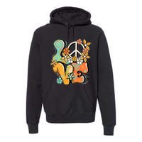 Peace Sign Love 60s 70s Costume Groovy Hippie Theme Party Premium Hoodie