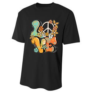 Peace Sign Love 60s 70s Costume Groovy Hippie Theme Party Performance Sprint T-Shirt