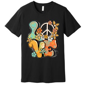 Peace Sign Love 60s 70s Costume Groovy Hippie Theme Party Premium T-Shirt