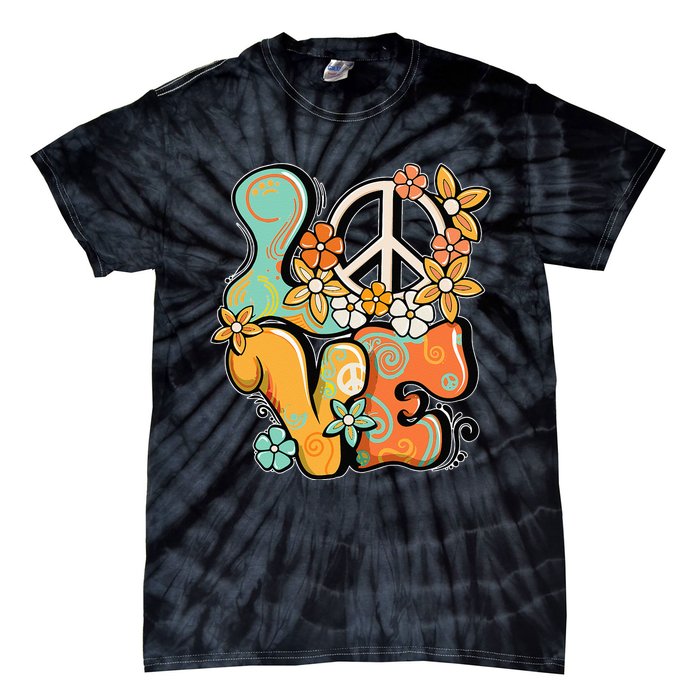 Peace Sign Love 60s 70s Costume Groovy Hippie Theme Party Tie-Dye T-Shirt