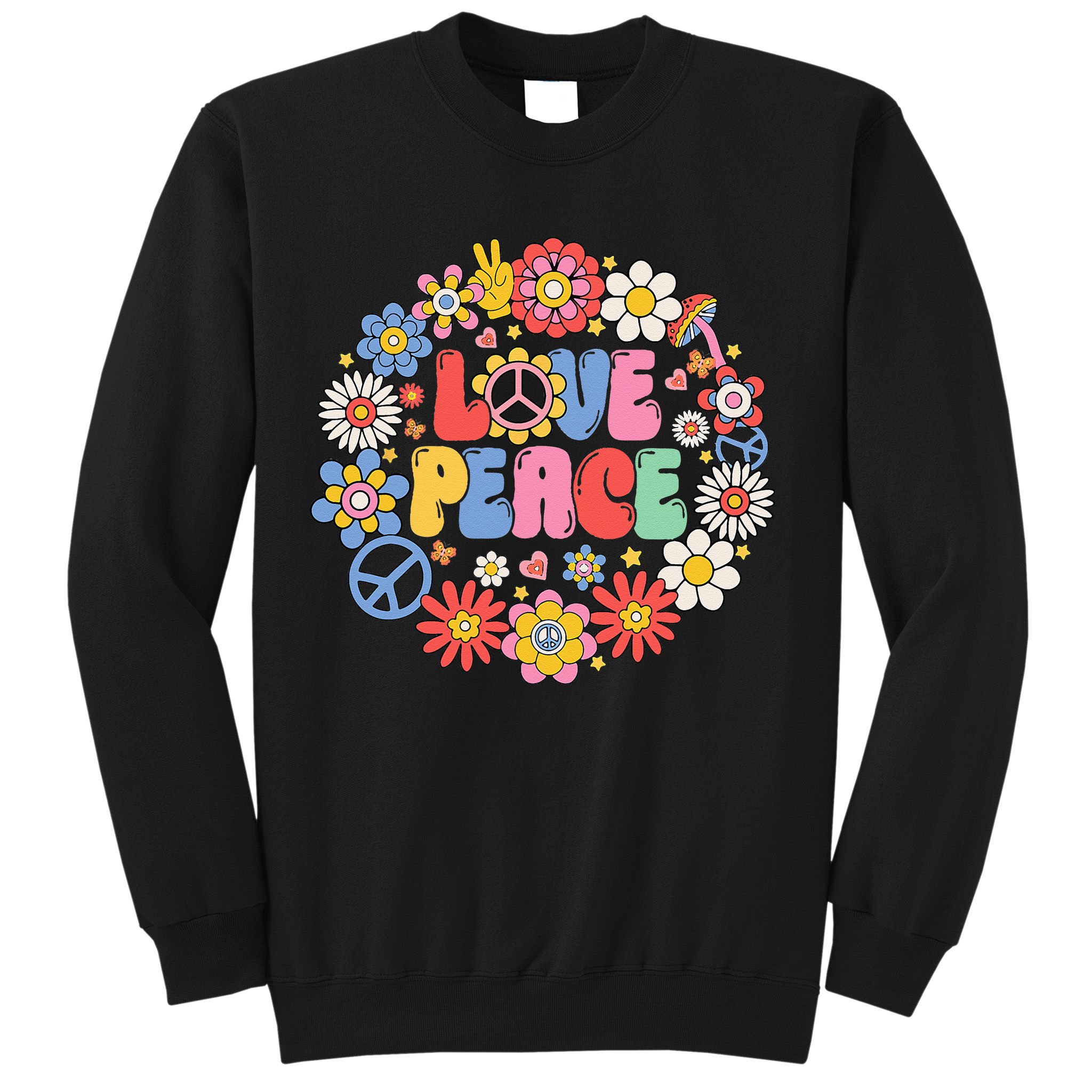 Peace Sign Love 60s 70s Love Peace Hippie Costume Sweatshirt