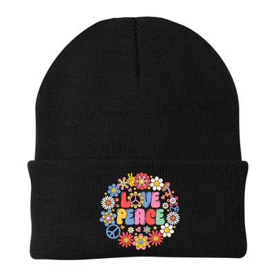 Peace Sign Love 60s 70s Love Peace Hippie Costume Beanie