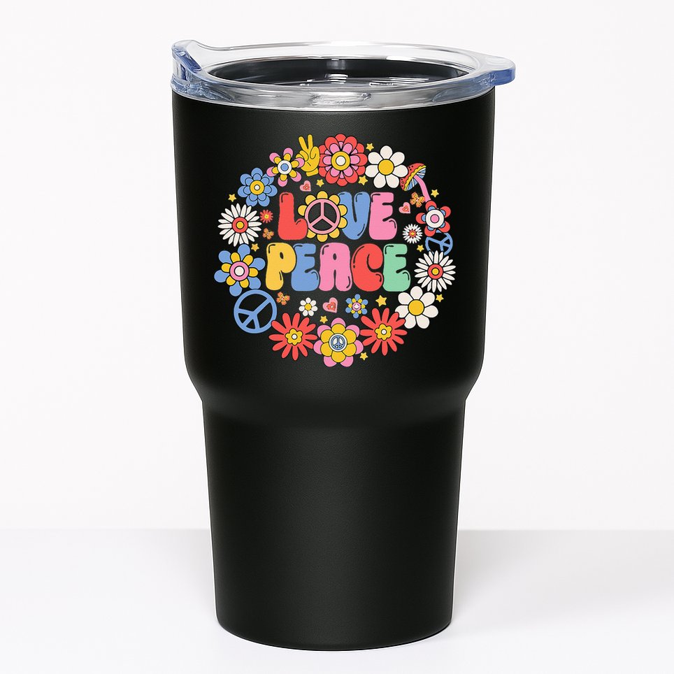 Peace Sign Love 60s 70s Love Peace Hippie Costume Tumbler