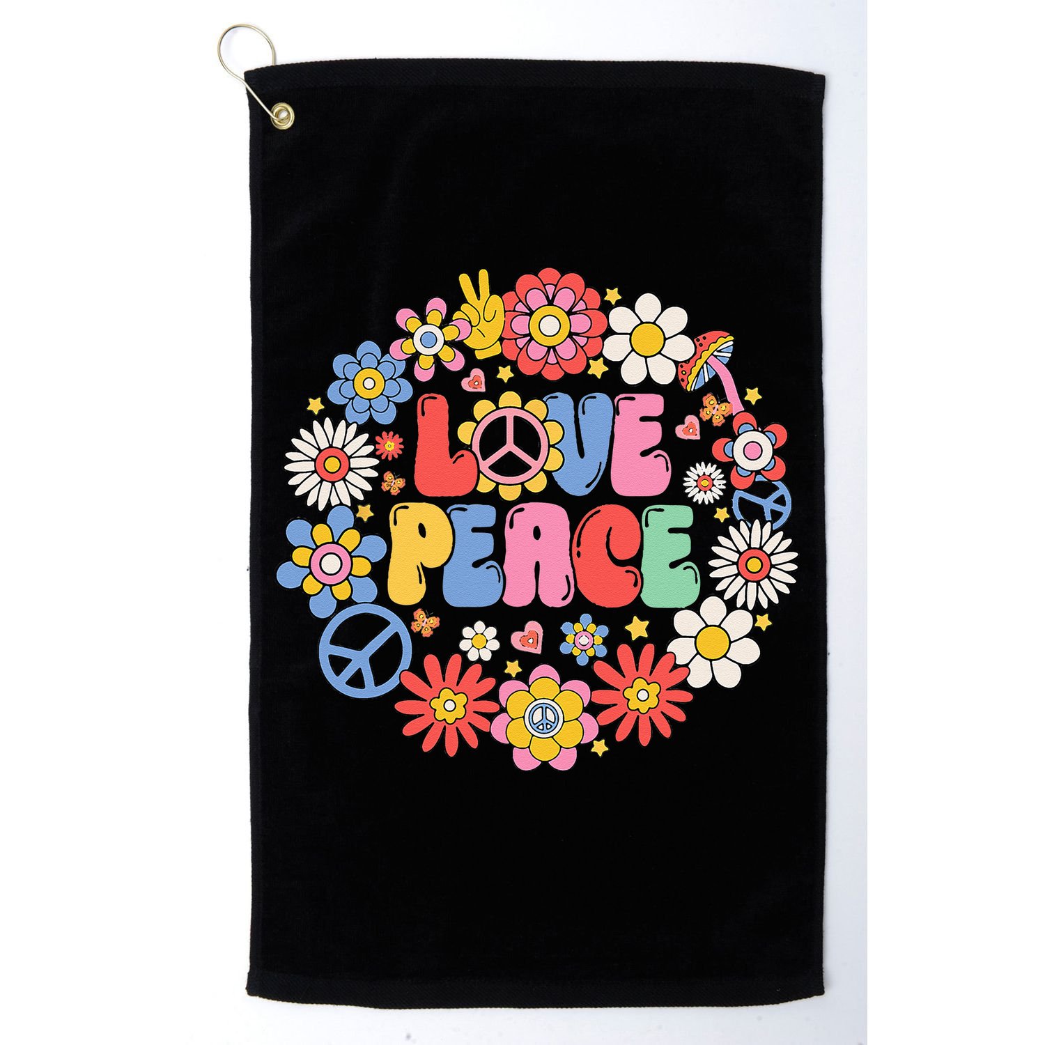 Peace Sign Love 60s 70s Love Peace Hippie Costume Golf Towel