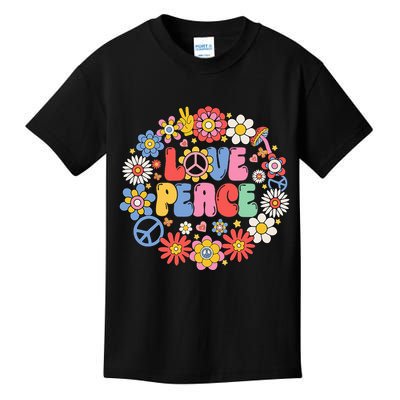 Peace Sign Love 60s 70s Love Peace Hippie Costume Kids T-Shirt