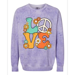 Peace Sign Love 60s 70s Costume Groovy Theme Party Colorblast Crewneck Sweatshirt