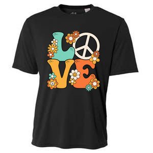 Peace Sign Love 60s 70s Costume Groovy Theme Party Cooling Performance Crew T-Shirt