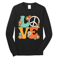 Peace Sign Love 60s 70s Costume Groovy Theme Party Long Sleeve Shirt