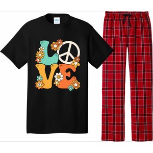 Peace Sign Love 60s 70s Costume Groovy Theme Party Pajama Set