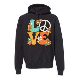 Peace Sign Love 60s 70s Costume Groovy Theme Party Premium Hoodie