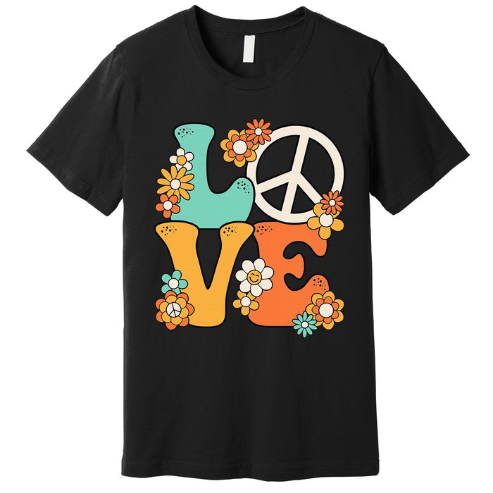 Peace Sign Love 60s 70s Costume Groovy Theme Party Premium T-Shirt