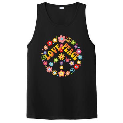 PEACE SIGN LOVE 60s 70s Tie Dye Hippie PosiCharge Competitor Tank