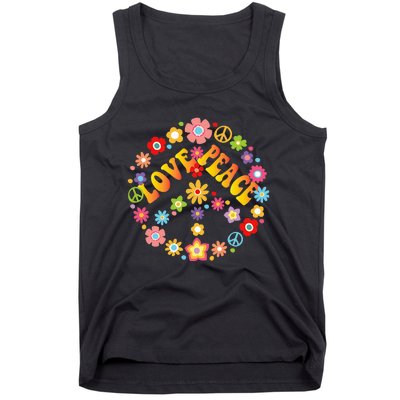 PEACE SIGN LOVE 60s 70s Tie Dye Hippie Tank Top