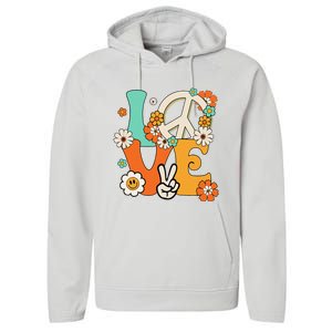 Peace Sign Love 60s 70s Hippie Costume Flowers Performance Fleece Hoodie