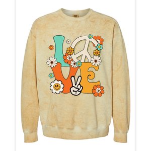 Peace Sign Love 60s 70s Hippie Costume Flowers Colorblast Crewneck Sweatshirt