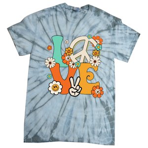 Peace Sign Love 60s 70s Hippie Costume Flowers Tie-Dye T-Shirt