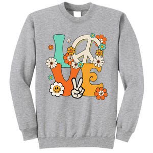 Peace Sign Love 60s 70s Hippie Costume Flowers Tall Sweatshirt