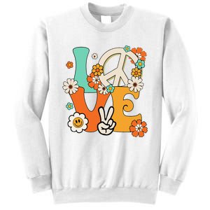 Peace Sign Love 60s 70s Hippie Costume Flowers Sweatshirt