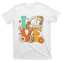 Peace Sign Love 60s 70s Hippie Costume Flowers T-Shirt