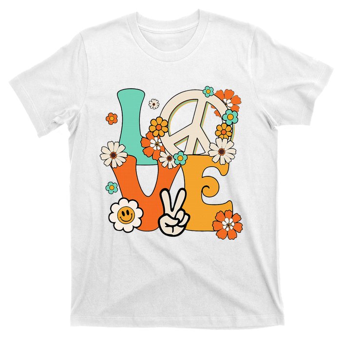 Peace Sign Love 60s 70s Hippie Costume Flowers T-Shirt