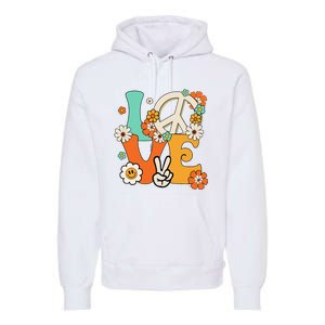 Peace Sign Love 60s 70s Hippie Costume Flowers Premium Hoodie