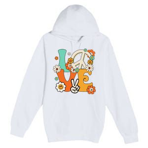 Peace Sign Love 60s 70s Hippie Costume Flowers Premium Pullover Hoodie