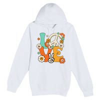 Peace Sign Love 60s 70s Hippie Costume Flowers Premium Pullover Hoodie