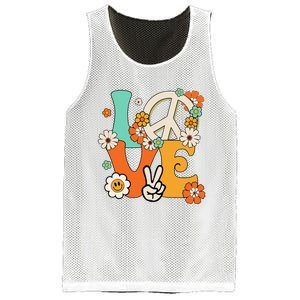 Peace Sign Love 60s 70s Hippie Costume Flowers Mesh Reversible Basketball Jersey Tank