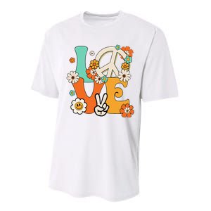 Peace Sign Love 60s 70s Hippie Costume Flowers Performance Sprint T-Shirt