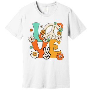 Peace Sign Love 60s 70s Hippie Costume Flowers Premium T-Shirt