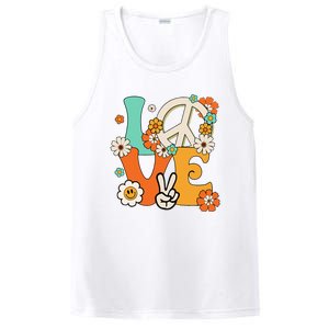 Peace Sign Love 60s 70s Hippie Costume Flowers PosiCharge Competitor Tank