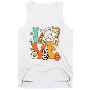 Peace Sign Love 60s 70s Hippie Costume Flowers Tank Top