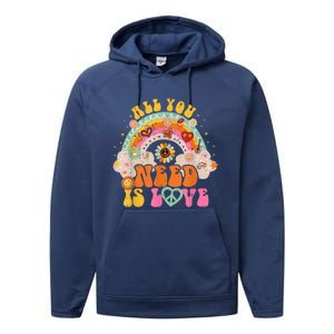 PEACE SIGN LOVE 60s 70s Hippie Groovy Vibes Halloween Girls Performance Fleece Hoodie