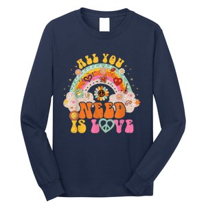 PEACE SIGN LOVE 60s 70s Hippie Groovy Vibes Halloween Girls Long Sleeve Shirt