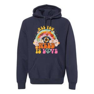 PEACE SIGN LOVE 60s 70s Hippie Groovy Vibes Halloween Girls Premium Hoodie