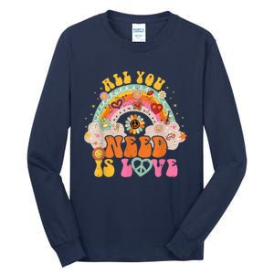 PEACE SIGN LOVE 60s 70s Hippie Groovy Vibes Halloween Girls Tall Long Sleeve T-Shirt