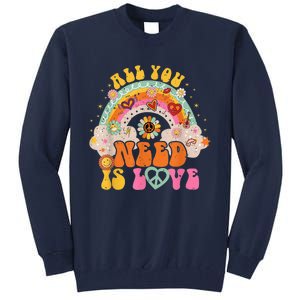 PEACE SIGN LOVE 60s 70s Hippie Groovy Vibes Halloween Girls Tall Sweatshirt