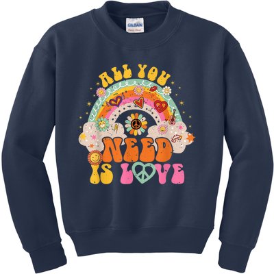 PEACE SIGN LOVE 60s 70s Hippie Groovy Vibes Halloween Girls Kids Sweatshirt