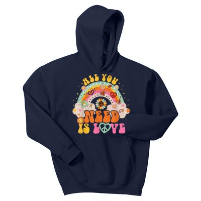 PEACE SIGN LOVE 60s 70s Hippie Groovy Vibes Halloween Girls Kids Hoodie