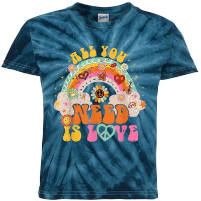 PEACE SIGN LOVE 60s 70s Hippie Groovy Vibes Halloween Girls Kids Tie-Dye T-Shirt