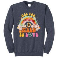 PEACE SIGN LOVE 60s 70s Hippie Groovy Vibes Halloween Girls Sweatshirt